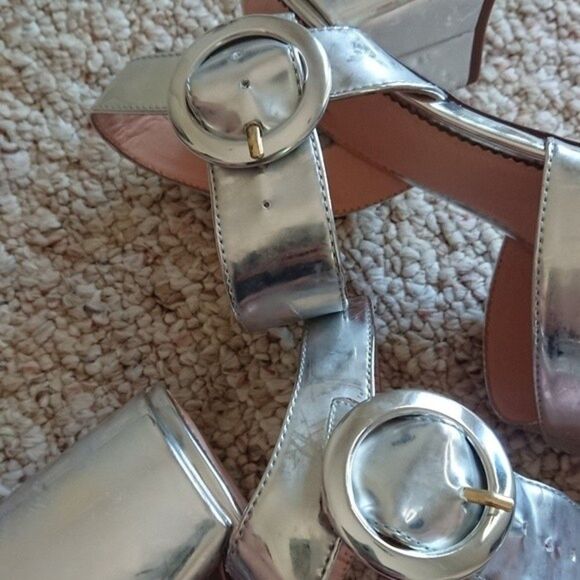 J.Crew Penny Silver Mirror Ankle Strap Sandals size 7 - Picture 4 of 10